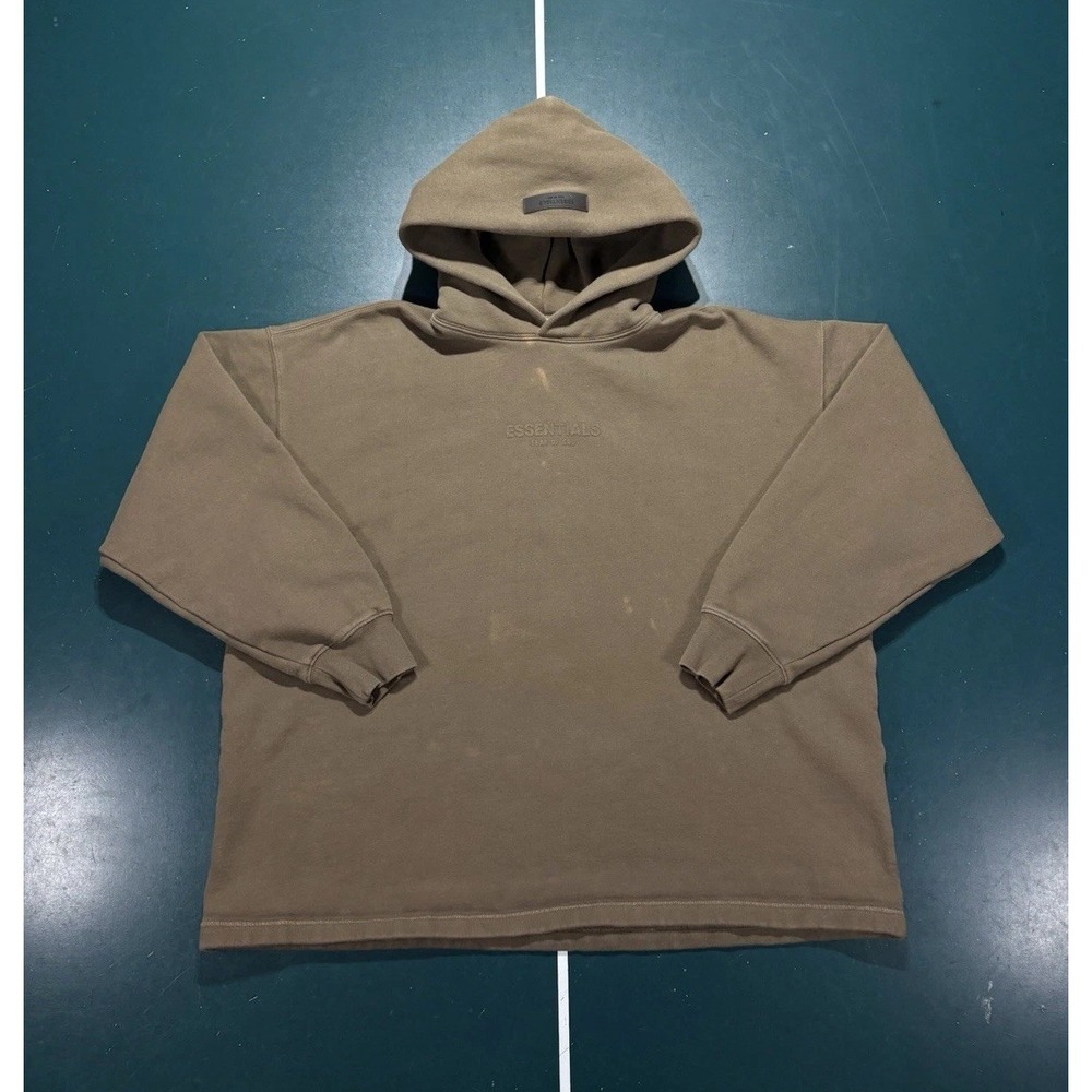 Fear of God Essentials Relaxed Hoodie Sweatshirt Wood Brown Mens Small Oversized